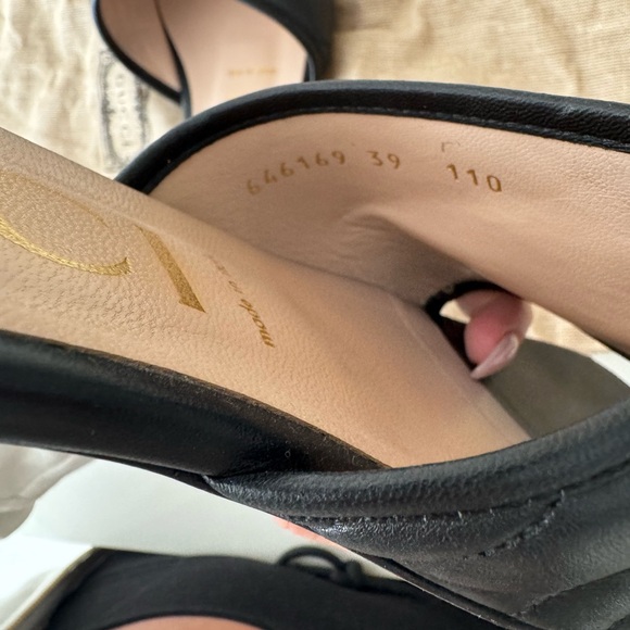 Gucci Double G Black and Gold Mules - Picture 4 of 10